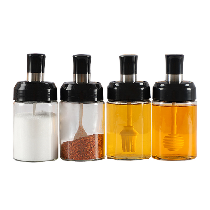 Spoon Cover Integrated Moisture-Proof Seal Glass Seasoning Jar Spoons Oil Brushes Honey Sticks